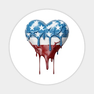 American Flag Dripping Heart #3 Magnet